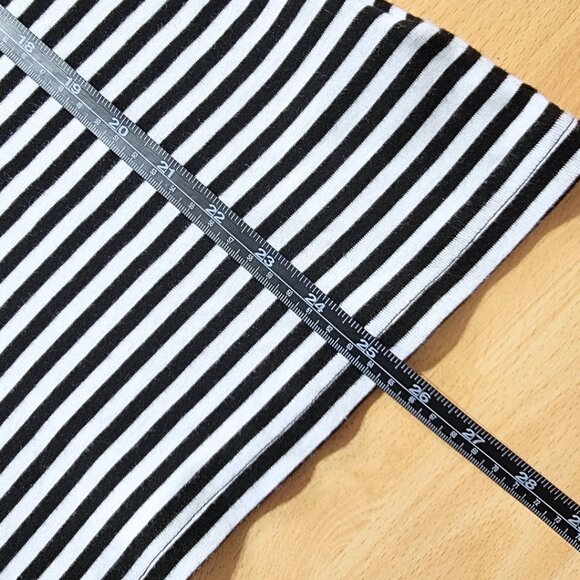 Chaps Black White Striped Suede-like Tie Up Embellished 3/4 Sleeves | Large - Picture 5 of 17